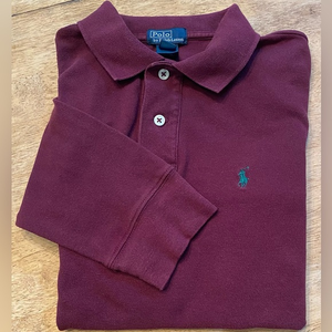 Polo by Ralph Lauren Boy’s M 12-14 Dark Maroon‎ Long Sleeve Pique Knit Pullover